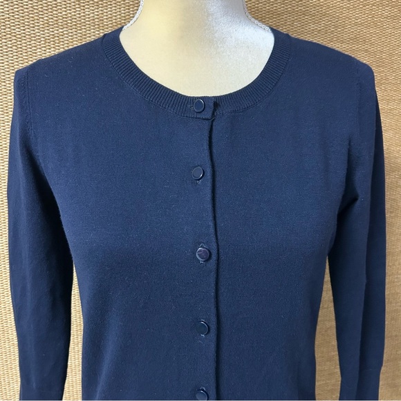 Talbots Cardigan Sweater Womens Petite Small Blue Pima Cotton - Picture 2 of 11